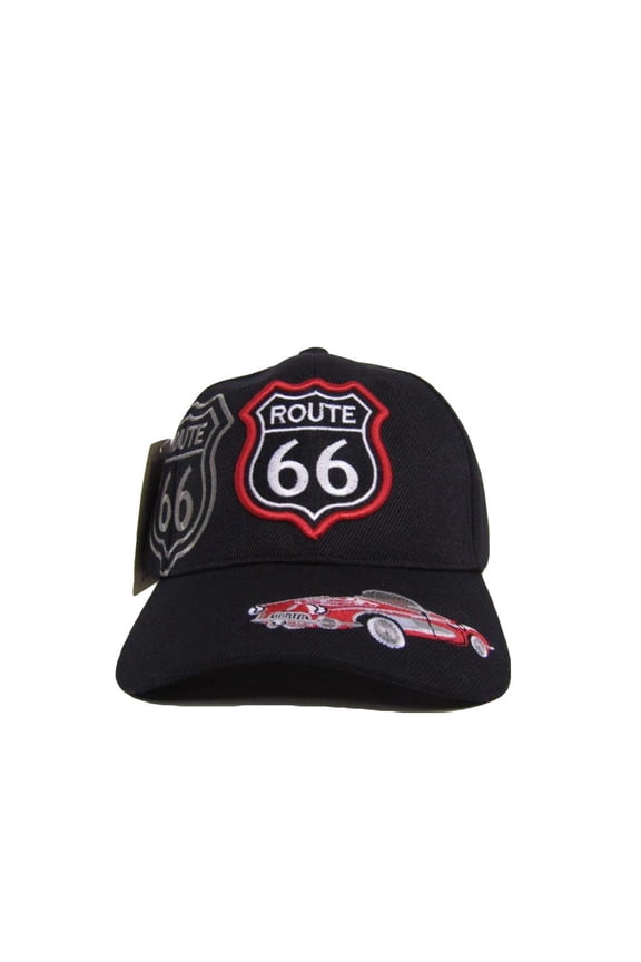 Embroidered Route 66 Rte 66 Black Shadow baseball style ball Cap Hat