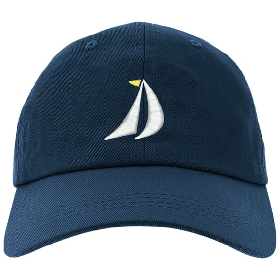 Embroidered SailBoat, Mainsail and Geneo Sailing Logo, Adjustable Baseball Cap-EM-0050-Navy