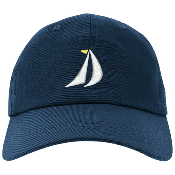 Embroidered SailBoat, Mainsail and Geneo Sailing Logo, Adjustable Baseball Cap-EM-0050-Navy