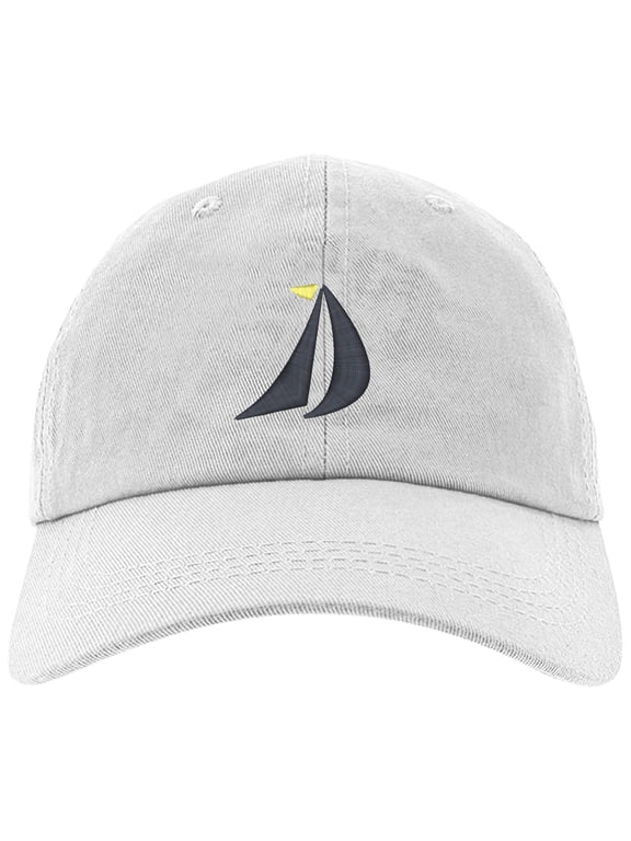 Embroidered SailBoat, Mainsail and Geneo Sailing Logo, Adjustable Baseball Cap-EM-0050-White