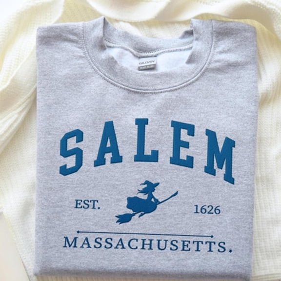 Embroidered Salem Massachusetts Halloween Sweatshirt