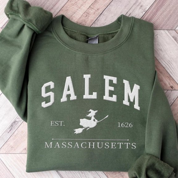 Embroidered Salem Massachusetts Halloween Sweatshirt