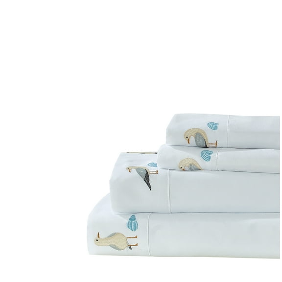 Embroidered Seabirds Sheet Set Full
