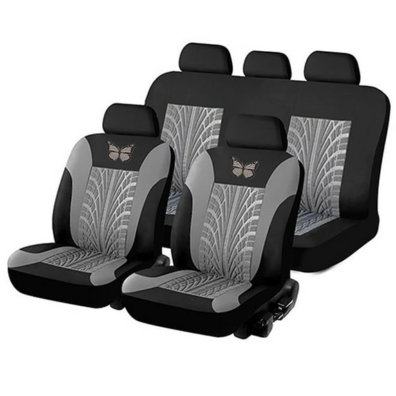 Embroidered Seat Covers Butterfly Embroidered Full Car Seat Covers (5-Piece Set), Premium Memory Foam Padding Universal Fit for Sedan/Suv, Non-Slip Breathable Set Full Car Cover Set