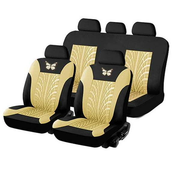 Embroidered Seat Covers Butterfly Embroidered Full Car Seat Covers (5-Piece Set), Premium Memory Foam Padding Universal Fit for Sedan/Suv, Non-Slip Breathable Set Full Car Cover Set
