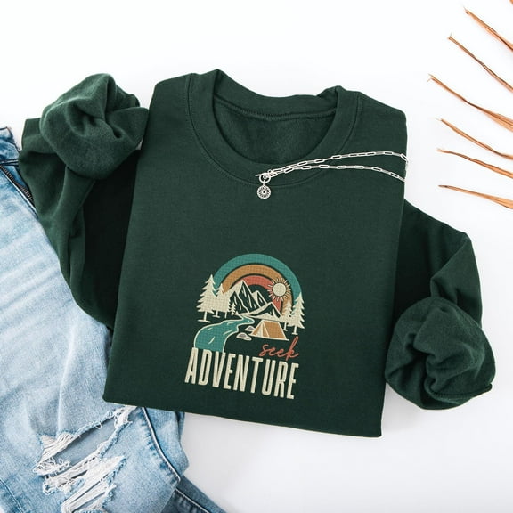 Embroidered Seek Adventure Shirt, Vacation Sweatshirt, Camping Shirt, Hiking Hoodie, Nature Lover, Adventure Lover Shirt, Travel Gift