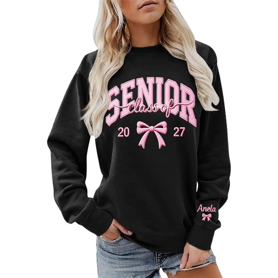 Embroidered Senior Sweatshirt Class of 2027, Senior Graduation Back to School Gifts Long Sleeve Cute Tops Oversized Pullover Fall Outfits