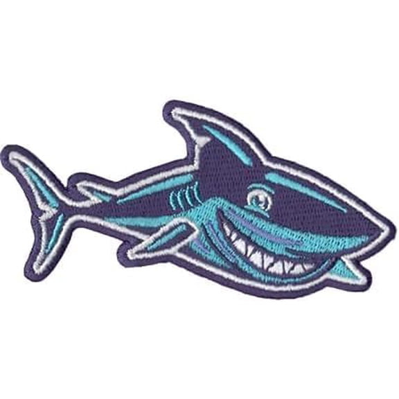 Embroidered Shark Patch Cute Fish Design Iron On Sew On Applique For Jackets Hats Backpacks