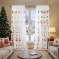 thumbnail image 1 of Embroidered Sheer Christmas Curtains 84 inch Length for Living Room Decor-Green Gold Xmas Tree Red Santa Patterned Drapes Winter Holiday Kitchen Window Curtain 1PC, 1 of 6