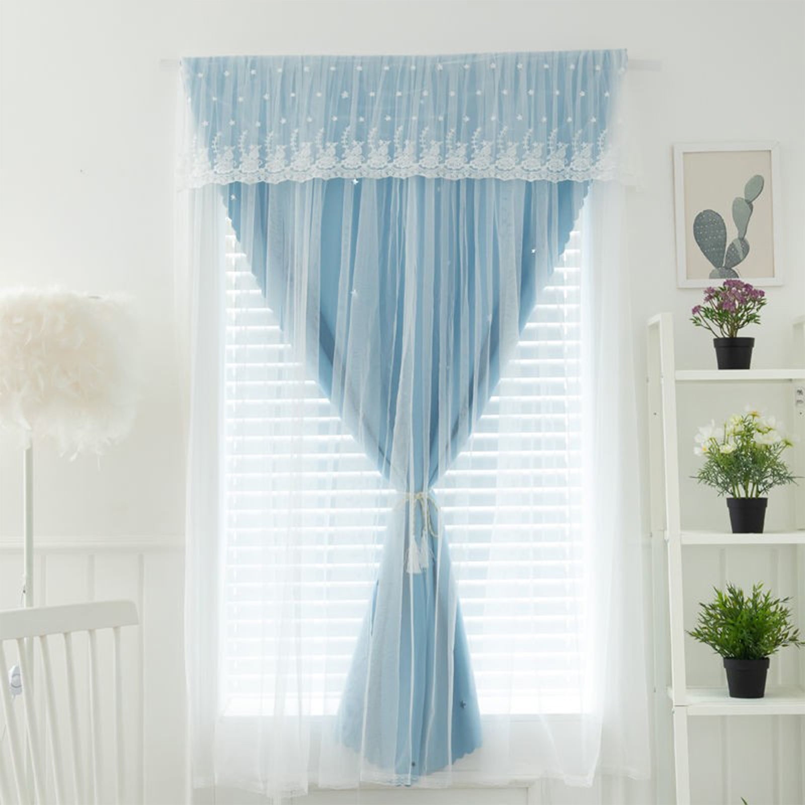 Embroidered Sheer Curtains Light Filtering Opaque Privacy Voile Window ...