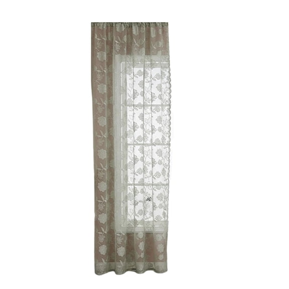 Embroidered Sheer Fabric Flower Lace Window Curtain Drape With Rod Pocket For Living Room Bedroom Kitchen Single Panel