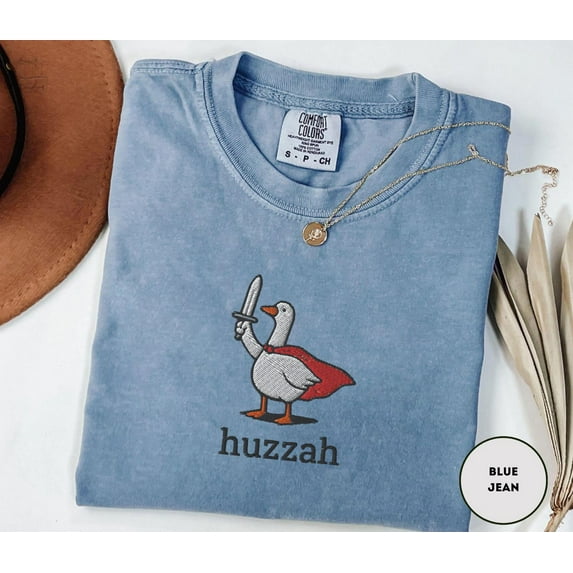 Embroidered Silly Goose Shirt Huzzah Shirt Just A Silly Goose Comfort Colors Silly Meme Shirt Embroidered Goose Shirt Funny