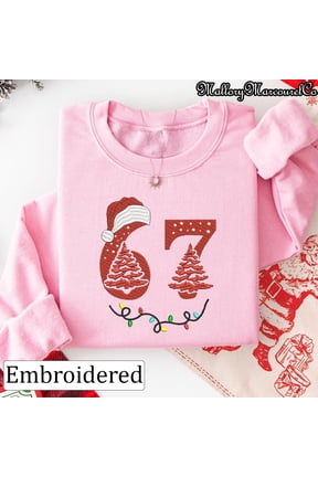 Embroidered Six Seven Christmas Sweatshirt, Funny 6 7 Meme Embroidery Hoodie, Trendy TikTok Embroidered T-shirt, Matching Holiday Party Gift