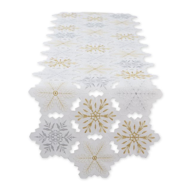 Embroidered Snowflakes Table Runner