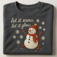 thumbnail image 1 of Embroidered Snowman Sweatshirt, Let It Snow Let It Glow Christmas Shirt, Winter Snowflake Holiday Crewneck, Festive Xmas Gift, 1 of 4
