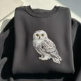 thumbnail image 1 of Embroidered Snowy Owl Sweatshirt, Winter Bird Crewneck, Owl Lover Gift, Detailed Wildlife Nature Embroidery Sweater, 1 of 4
