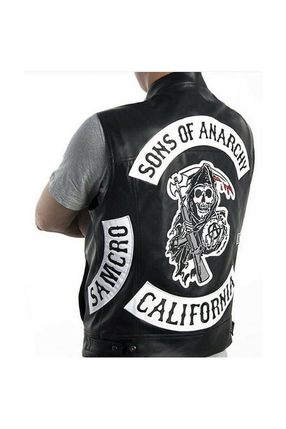 Embroidered Sons of Anarchy Size M, Leather Motorcycle Jacket for Motorcycle Club