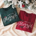 thumbnail image 1 of Embroidered Soon To Be Merry'd Christmas Sweatshirt, Engaged Couple Sweater, 1 of 4