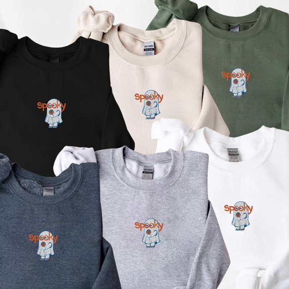 Embroidered Spooky Ghost Sweatshirt