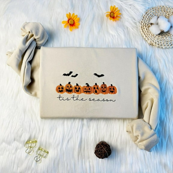 Embroidered Spooky Pumpkin Sweatshirt