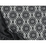 Embroidered Stretch Lace Apparel Fabric Sheer Black Metallic Sheen Floral GG101