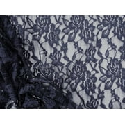 Embroidered Stretch Lace Apparel Fabric Sheer Dark Navy Floral EE106