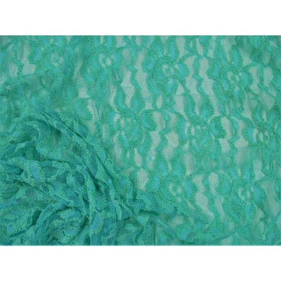 Embroidered Stretch Lace Apparel Fabric Sheer Floral Aquamarine Turquoise XX102