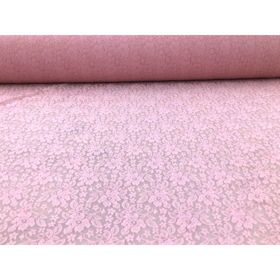 Embroidered Stretch Lace Apparel Fabric Sheer Floral Cameo Pink VV410