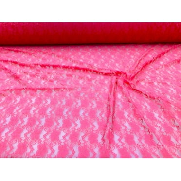 Embroidered Stretch Lace Apparel Fabric Sheer Floral Coral Pink DD405