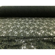 Embroidered Stretch Lace Apparel Fabric Sheer Floral Dark Moss Green YY110