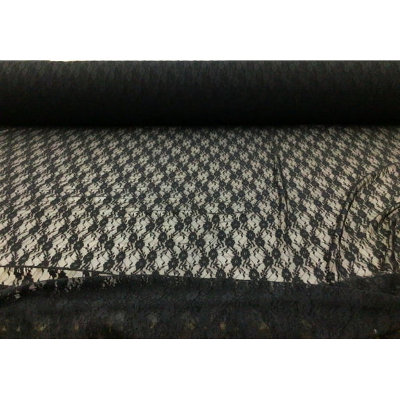 Embroidered Stretch Lace Apparel Fabric Sheer Floral Lattice Black YY114