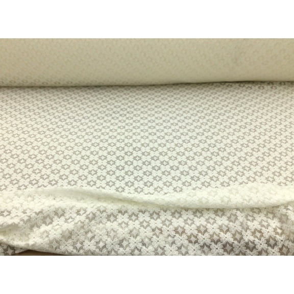 Embroidered Stretch Lace Apparel Fabric Sheer Floral Lattice Ivory SS213