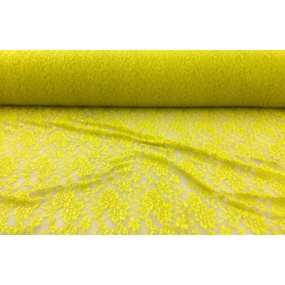 Embroidered Stretch Lace Apparel Fabric Sheer Floral Lt Chartreuse Green SS410