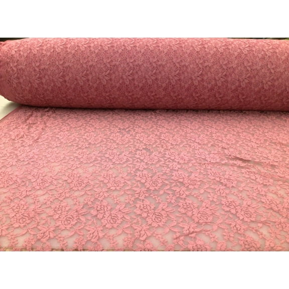 Embroidered Stretch Lace Apparel Fabric Sheer Floral Sweet Pink UU213