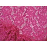 Embroidered Stretch Lace Apparel Fabric Sheer Rose Floral Imperial Pink BB401