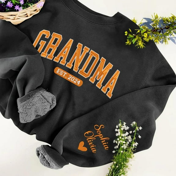 Embroidered Sweatshirt As A Gift For Grandma And Kids, Unisex Sweatshirt, LINHKHA