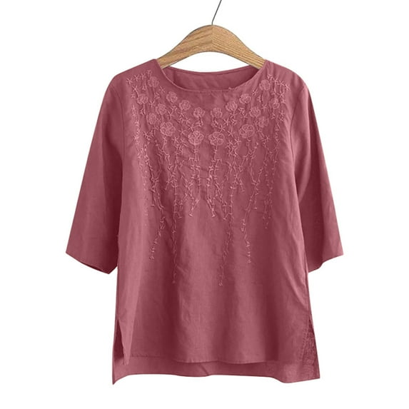 Embroidered T Shirt For Women Summer Short Sleeved Top Plus Size High End T Shirt For Women Ethnic Style Clothing Long Sleeve Summer Shirt Long Sleeve Rayon Tops for Women Long Sleeve Shirt Plain