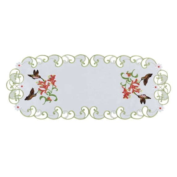 Embroidered Table Runner with Hummingbirds (9"x18")