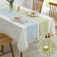 thumbnail image 1 of Embroidered Tablecloth for Dining Table,Dust Proof Spillproof Soil Resistant Cotton Linen Rectangle Table Cloths (Coffee Wheat, Rectangle/Oblong, 55'x70'', 4-6 Seats), 1 of 6