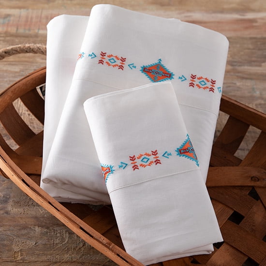 Carstens Embroidered Taos Sheet Set QUEEN