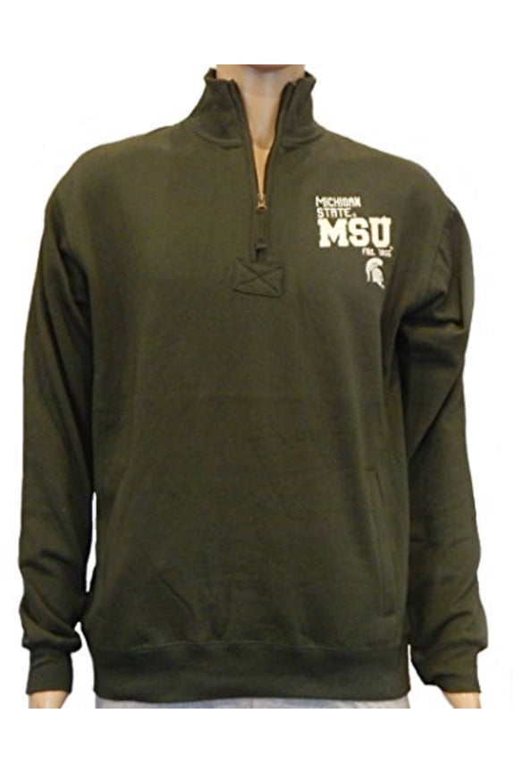 Embroidered Team Quarter Zip Pullover Fleece Adult Men Sized Sweatshirt (Size Large, Michigan)