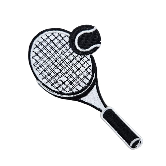 Embroidered Tennis Racket Iron On Patch Decorative Sports Tennis Racket Ball Applique Iron On Sew On Patches For Clothing, Hats, Clothes, Backpacks, Holes, Jackets