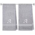 thumbnail image 1 of Embroidered Terry Cotton Bath Towel for Bath, Shower, Cover up Towel for Swimming Pool, Fitness - 27 x 54 inches - 2-Pack - Silver Color Towel - White Script Initial A, 1 of 1