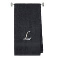 thumbnail image 1 of Embroidered Terry Cotton Bath Towel for Bath, Shower, Cover up Towel for Swimming Pool, Fitness and Beach - 35 x 65 inches - Charcoal Color Towel - Silver Script Initial L, 1 of 1