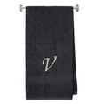 thumbnail image 1 of Embroidered Terry Cotton Bath Towel for Bath, Shower, Cover up Towel for Swimming Pool, Fitness and Beach - 35 x 65 inches - Charcoal Color Towel - Silver Script Initial V, 1 of 1