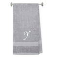thumbnail image 1 of Embroidered Terry Cotton Bath Towel for Bath, Shower, Cover up Towel for Swimming Pool, Fitness and Beach - 35 x 65 inches - Silver Color Towel - White Script Initial Y, 1 of 1