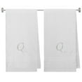 thumbnail image 1 of Embroidered Terry Cotton Bath Towel for Bath, Shower, Cover up Towel for Swimming Pool, Spa Fitness and Bath - 27 x 54 inches - 2-Pack - White Color Towel - Silver Script Initial Q, 1 of 1