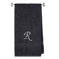 thumbnail image 1 of Embroidered Terry Cotton Bath Towel for Bath, Shower, Cover up Towel for Swimming Pool, Fitness and Beach - 35 x 65 inches - Charcoal Color Towel - Silver Script Initial R, 1 of 1