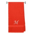 thumbnail image 1 of Embroidered Terry Cotton Bath Towel for Bath, Shower - Personalized Gift - Cover up Towel for Swimming Pool, Fitness and Beach - 35 x 65 inches - Red Color Towel - Silver Script Initial M, 1 of 1