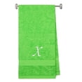 thumbnail image 1 of Embroidered Terry Cotton Bath Towel for Bath, Shower - Personalized Gift - Cover up Towel for Swimming Pool, Fitness and Bath - 35 x 65 inches - Lime Color Towel - Silver Script Initial X, 1 of 1